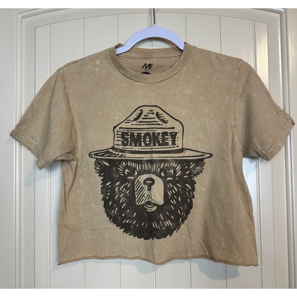 MF Smokey Bear Cropped Retro Tee Shirt Short Sleeve National Park‎ Cotton sz S